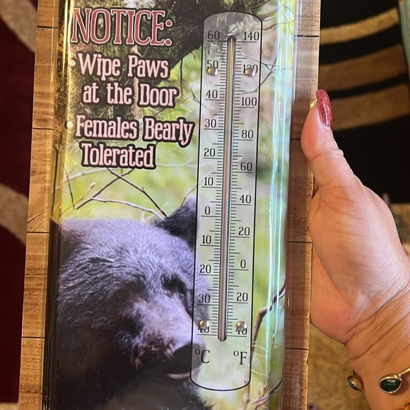 Man Cave Bear Metal Thermometer FIRM NO OFFER - Picture 2 of 15